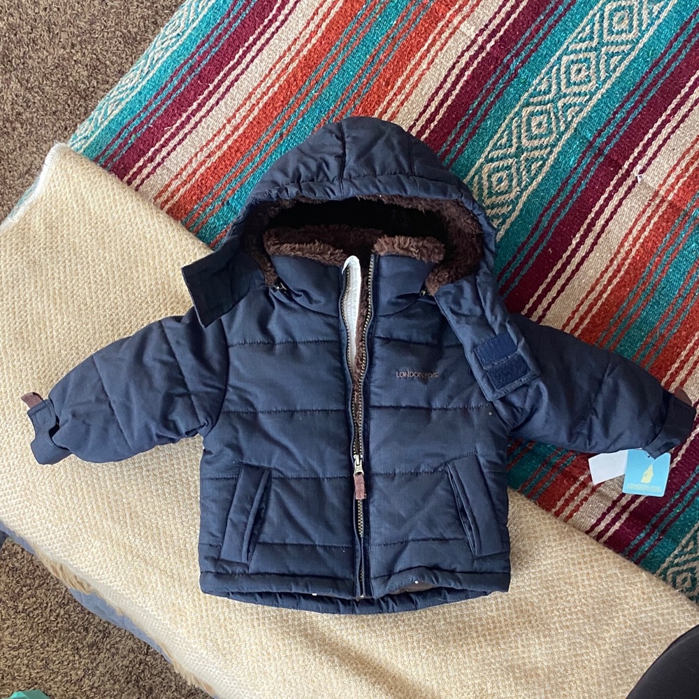Baby Navy Hooded Puffer Jacket
